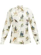 Matchesfashion.com Alister Mackie - Military-print Silk-twill Shirt - Womens - Ivory Multi