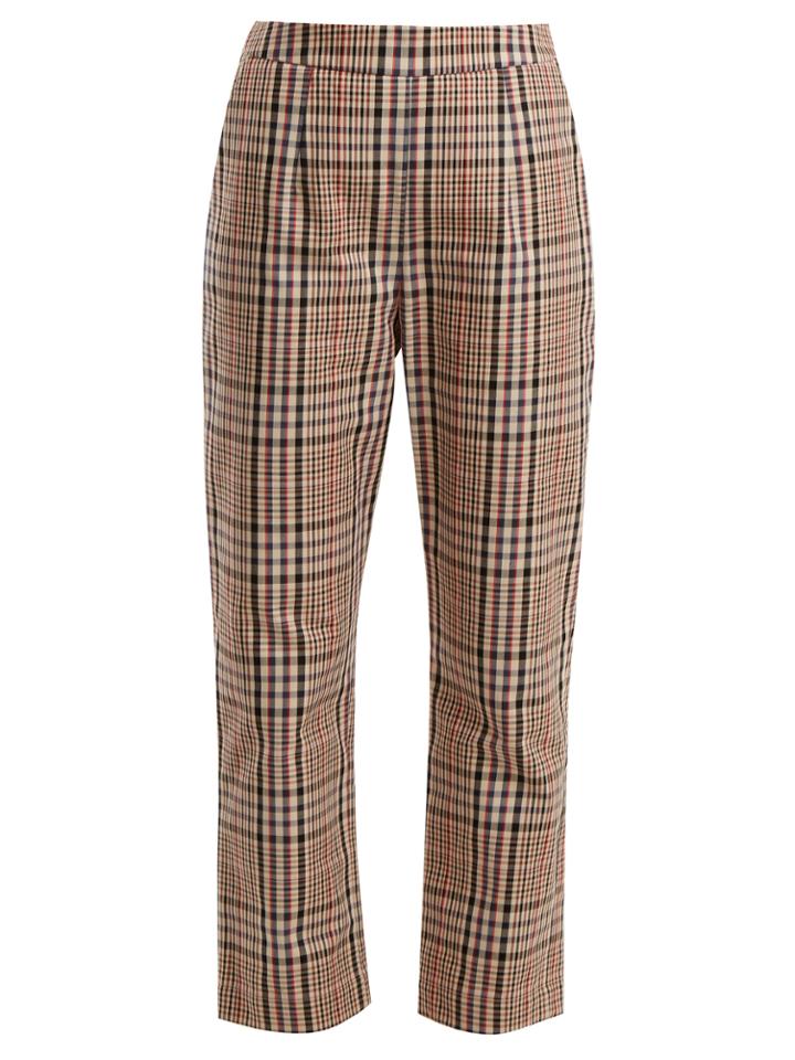 Isa Arfen High-rise Straight-leg Checked Cotton Trousers