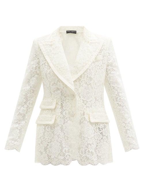 Matchesfashion.com Dolce & Gabbana - Single-breasted Cordonetto-lace Blazer - Womens - White