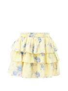 Matchesfashion.com Loveshackfancy - Brynlee Floral-print Cotton-blend Mini Skirt - Womens - Yellow Print