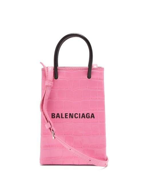 Matchesfashion.com Balenciaga - Shopping Mini Crocodile-embossed Leather Bag - Womens - Pink