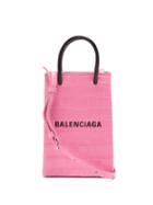 Matchesfashion.com Balenciaga - Shopping Mini Crocodile-embossed Leather Bag - Womens - Pink