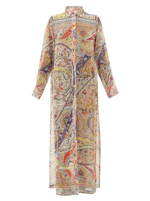 Matchesfashion.com Etro - Paisley-print Georgette Kaftan - Womens - Beige Multi