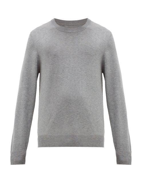 Matchesfashion.com Maison Margiela - Elbow Patch Crew Neck Cotton Blend Sweater - Mens - Grey