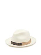 Matchesfashion.com Borsalino - Grosgrain Trim Straw Panama Hat - Mens - White