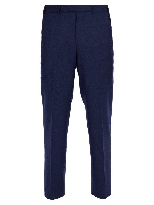 Matchesfashion.com Ermenegildo Zegna - Straight Leg Wool Trousers - Mens - Blue