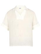 Hecho Open-collar Ribbed Silk And Linen-blend Shirt