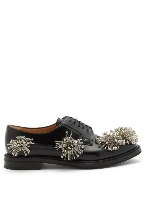 Matchesfashion.com Noir Kei Ninomiya - X Church's Floral-embellished Leather Derby Shoes - Womens - Black
