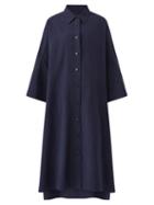 Ladies Rtw Joseph - Baker Linen-blend Shirt Dress - Womens - Navy
