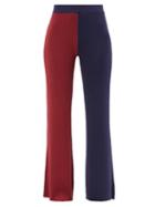 Staud - Faama Colour-block Ribbed-knit Flared Trousers - Womens - Navy Multi