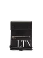 Matchesfashion.com Valentino - Logo Print Leather Neck Wallet - Mens - Black