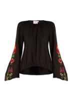 Matchesfashion.com Stella Jean - Floral Embroidered Stretch Cotton Blouse - Womens - Black Multi