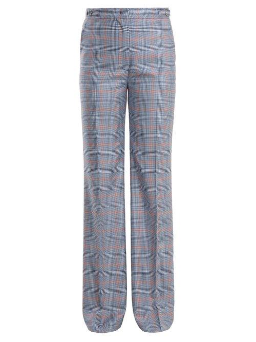Matchesfashion.com Gabriela Hearst - Vesta Checked Wool And Silk Blend Trousers - Womens - Blue Multi