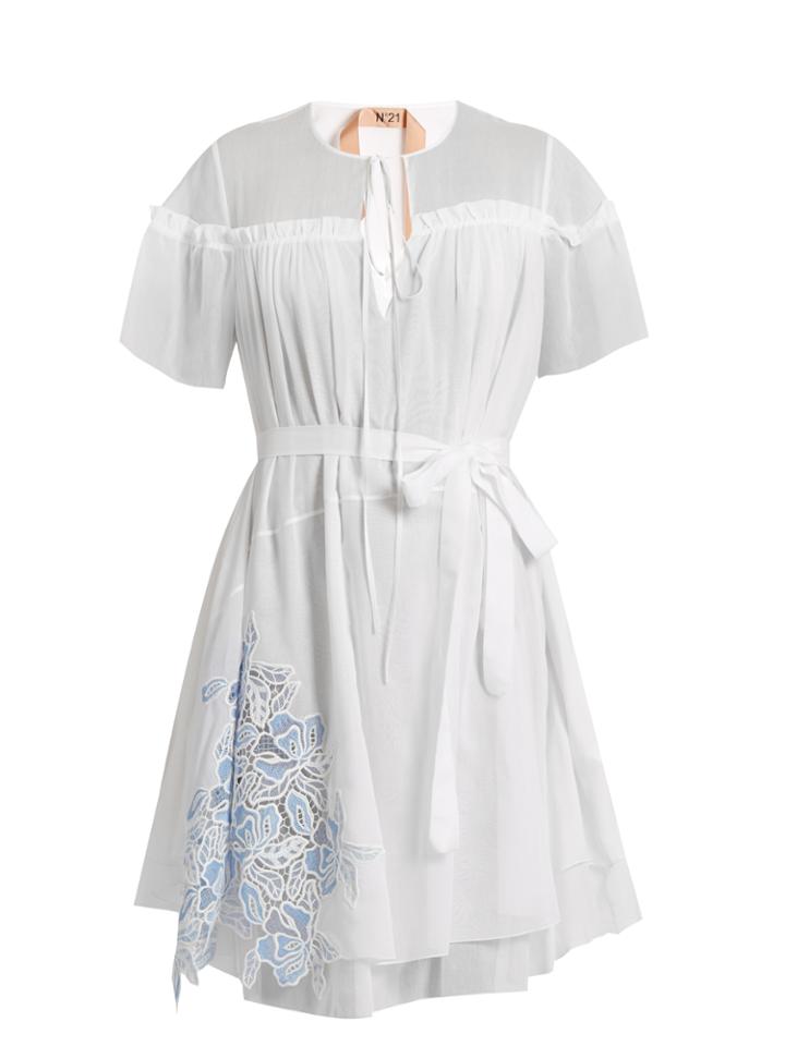 No. 21 Lace-panel Cotton And Silk-blend Dress