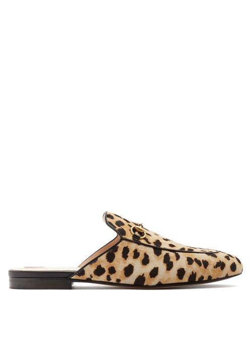 Matchesfashion.com Gucci - Princetown Calf Hair Backless Loafers - Womens - Leopard