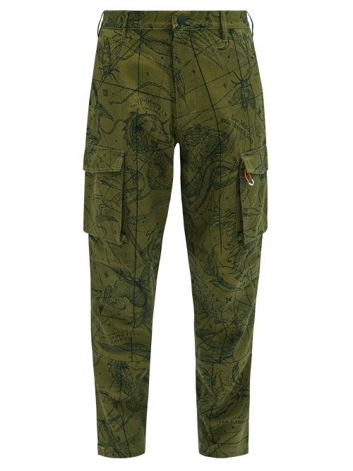 Matchesfashion.com Givenchy - Map-print Cotton-twill Cargo Trousers - Mens - Khaki