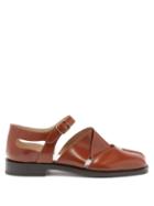 Matchesfashion.com Maison Margiela - Tabi Split-toe Cutout Leather Sandals - Womens - Tan