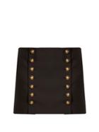 Saint Laurent Button-detail Wool-gabardine Mini Skirt