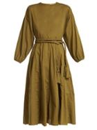 Matchesfashion.com Rhode Resort - Devi Braided Belt Cotton Dress - Womens - Khaki