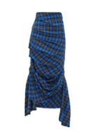 Matchesfashion.com A.w.a.k.e. Mode - Draped Tartan Midi Skirt - Womens - Blue