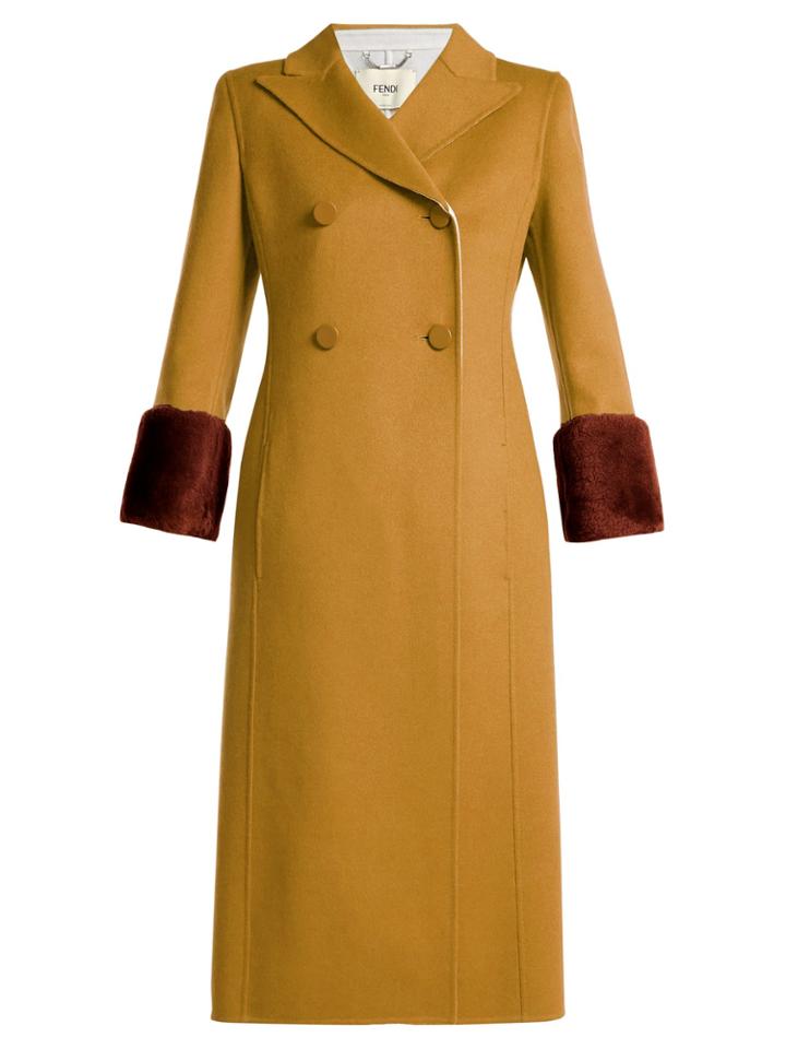 Fendi Shearling-trimmed Wool Coat