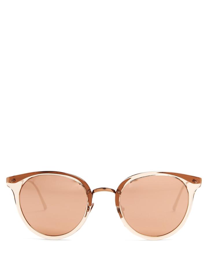 Linda Farrow Mirrored Acetate And Gold-plated Sunglasses