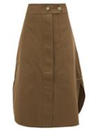 Matchesfashion.com Lee Mathews - Workroom Curved-hem Cotton Skirt - Womens - Khaki