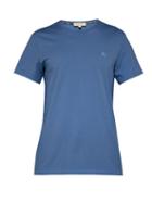 Matchesfashion.com Burberry - Logo Embroidered Cotton T Shirt - Mens - Blue