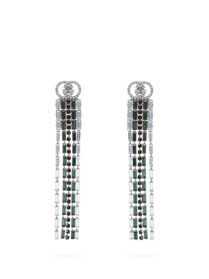 Gucci Tennis Crystal-embellished Brass Drop Earrings