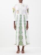 Ale Mais - Ramona Crocheted Cotton-blend Shirt Dress - Womens - Ivory Multi