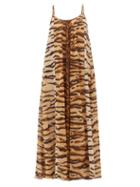 Matchesfashion.com Mes Demoiselles - Fetiche Tiger-print Cotton Maxi Dress - Womens - Brown Print