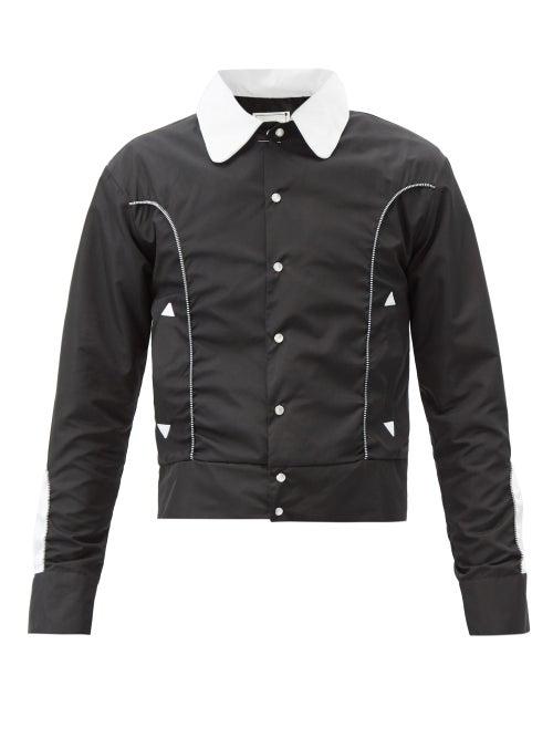 Youths In Balaclava - Appliqu Cotton-poplin Bomber Jacket - Mens - Black
