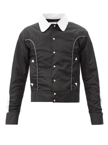Youths In Balaclava - Appliqu Cotton-poplin Bomber Jacket - Mens - Black