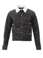 Youths In Balaclava - Appliqu Cotton-poplin Bomber Jacket - Mens - Black