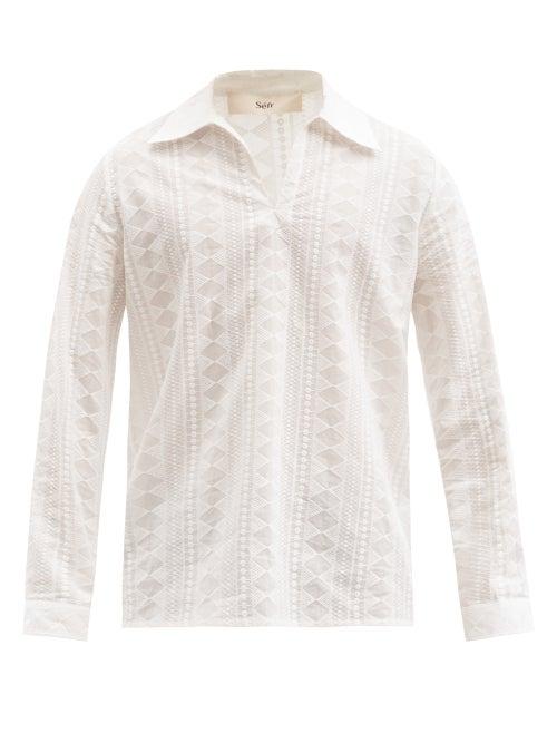 Matchesfashion.com Sfr - Mate Embroidered Cotton Shirt - Mens - White