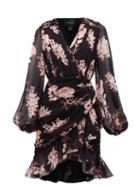 Matchesfashion.com Giambattista Valli - Floral-print Draped Silk-georgette Dress - Womens - Black Multi