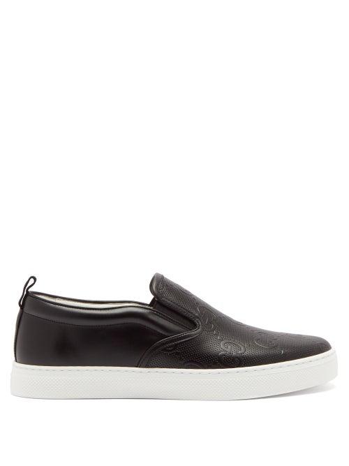 Matchesfashion.com Gucci - Dublin Gg Perforated-leather Slip-on Trainers - Mens - Black