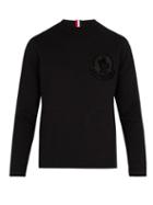 Matchesfashion.com Moncler - Logo Embroidered Cotton Sweatshirt - Mens - Black