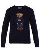 Matchesfashion.com Ralph Lauren Purple Label - Bear Intarsia Cashmere Sweater - Mens - Navy