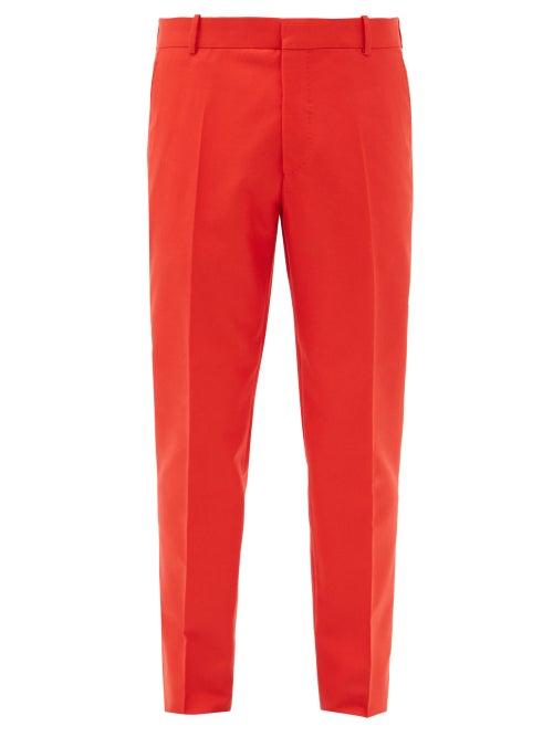 Matchesfashion.com Alexander Mcqueen - Tailored Cotton Slim-leg Trousers - Mens - Red