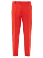 Matchesfashion.com Alexander Mcqueen - Tailored Cotton Slim-leg Trousers - Mens - Red