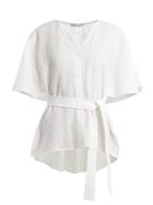Matchesfashion.com Palmer//harding - Tie Waist Linen Top - Womens - White