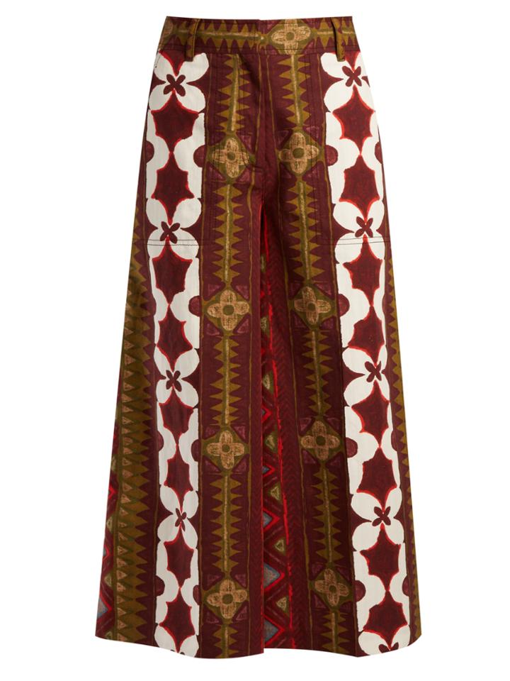 Valentino Cuban Flower-print Wide-leg Cropped Trousers