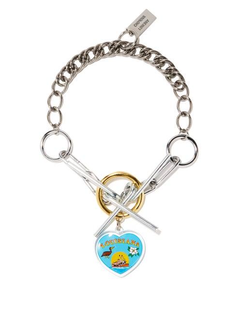 Matchesfashion.com Chopova Lowena - Louisiana Charm Necklace - Womens - Blue Silver