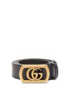 Matchesfashion.com Gucci - Framed Gg Leather Belt - Mens - Black