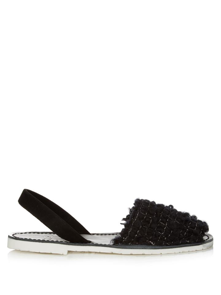 Del Rio London Metal-checked Wool And Leather Sandals