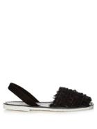 Del Rio London Metal-checked Wool And Leather Sandals