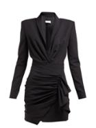 Matchesfashion.com Alexandre Vauthier - Draped Wool Blend Twill Mini Dress - Womens - Black