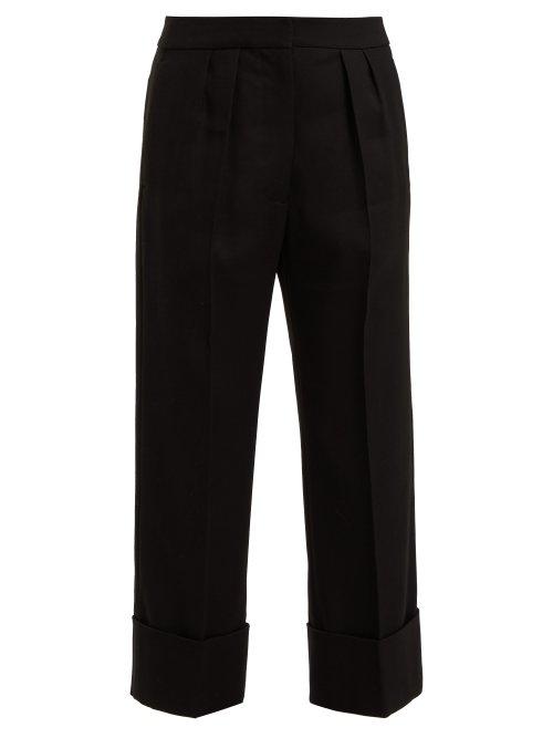 Matchesfashion.com Burberry - Cropped Wool And Silk Blend Trousers - Womens - Black
