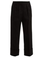 Matchesfashion.com Burberry - Cropped Wool And Silk Blend Trousers - Womens - Black